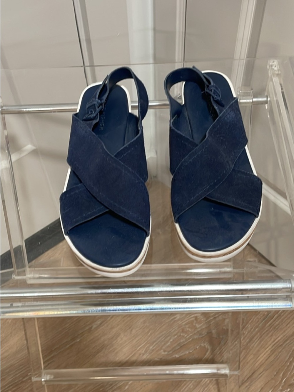 Marc Fisher Navy Crisscross Slingback Platform Sandals